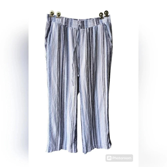 Briggs Women's Striped Linen Blend Pull on Wide Leg Pants, Resortwear Coastal, L - Picture 8 of 8